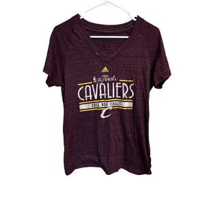 Adidas 2015 Basketball Cleveland Cavaliers Finals Wine Purple Gold Shirt XL